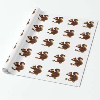 CADEAU ÉCUREUIL DE PAPIER D'EMBALLAGE AVEC LE GLAND