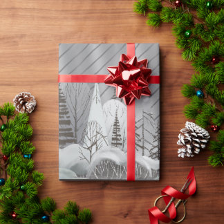 Cadeau Élégant Gris Retro Woodland Vacances Papier d'enve