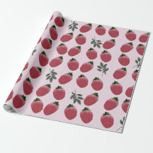 Élégant papier d'enrobage de fraises à l'aquarelle