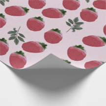 Élégant papier d'enrobage de fraises à l'aquarelle
