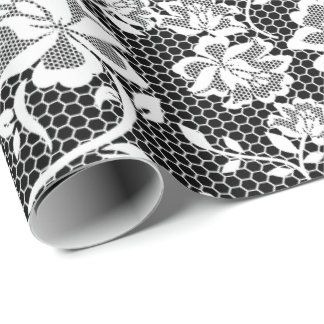 Cadeau Élégant papier d'enveloppement de dentelle noir et