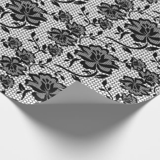 Cadeau Élégant papier d'enveloppement de dentelle noir et