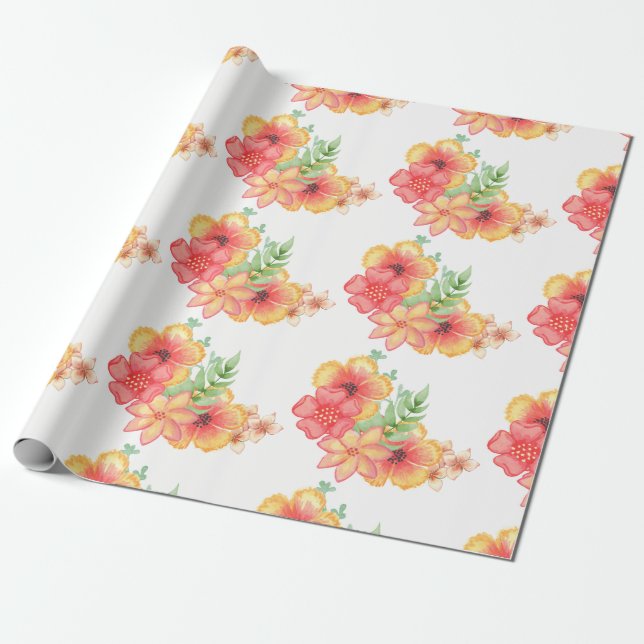 Cadeau Élégant papier d'enveloppement de fleurs (Déroulé)