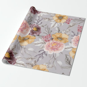 Cadeau Élégant papier d'enveloppement moderne rose floral