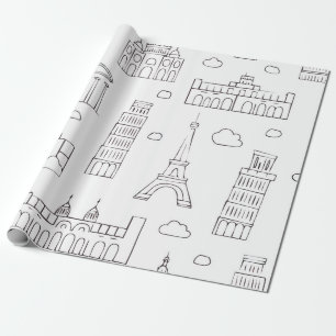 Cadeau élégant papier d'enveloppement noir et blanc