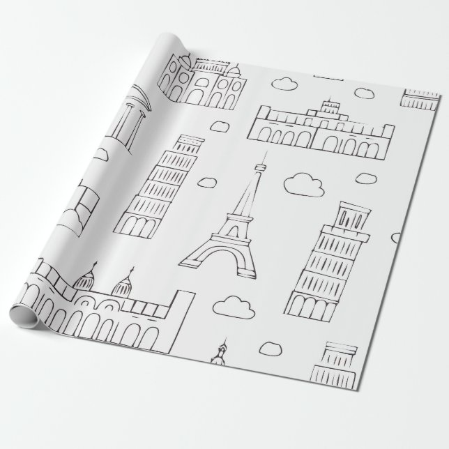 Cadeau élégant papier d'enveloppement noir et blanc (Déroulé)
