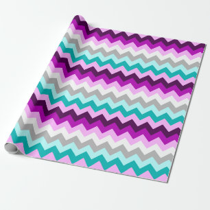 Cadeau Élégant Purple Blanc Turquoise Chevrons papier env