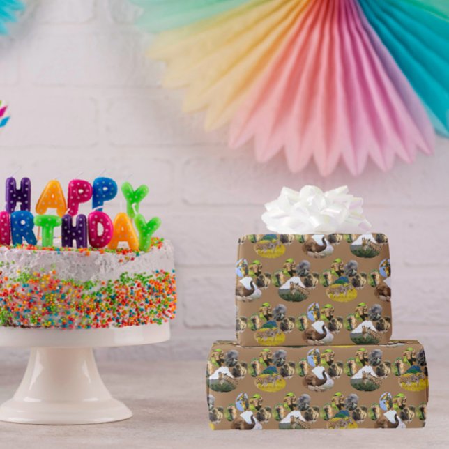 Cadeau Eléphant, Giraffe, Papier à envelopper d'empreinte (Créateur téléchargé)