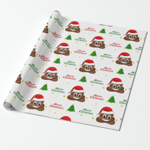 Cadeau emoji de noël poo avec papier d'emballage de chape