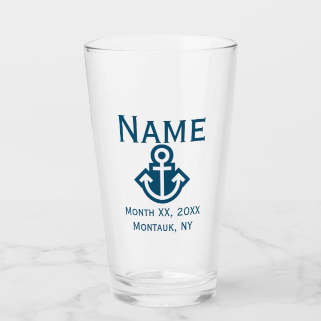 Cadeau en verre de pinte de noce d'Ancre (Devant)