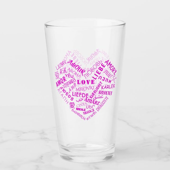 Cadeau en verre texte amoureux multilingue (Devant)
