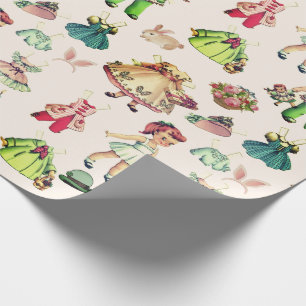 Cadeau Enceintes de lapin avec poupée en papier vintage 