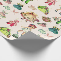 Enceintes de lapin avec poupée en papier vintage e