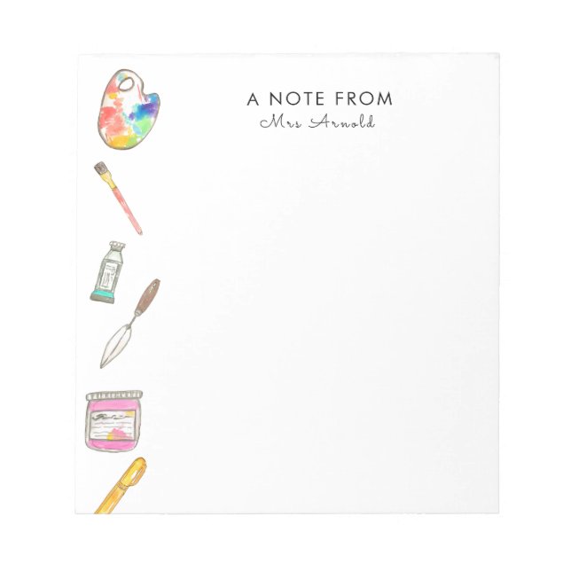 Cadeau enseignant d'art bloc-notes fixe (Devant)
