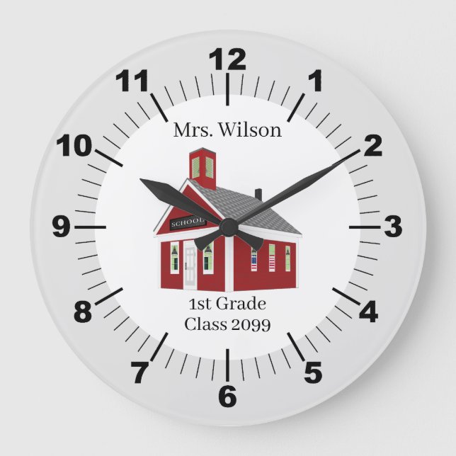 Cadeau enseignant Schoolhouse Horloge murale (Recto)