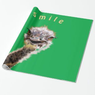 Cadeau Enveloppement amusant papier d'autruche sourire -