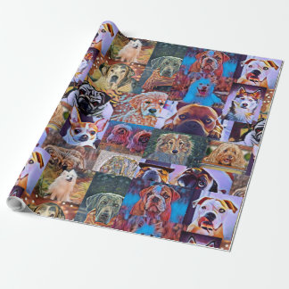 Cadeau Envelopper Papier Chien Chien Chien Chiens Collage