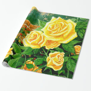 Cadeau Escalade Papier d'enveloppement de roses jaunes