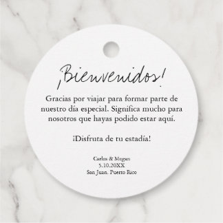 Cadeau Étiquettes de bienvenue bilingues personnalisées