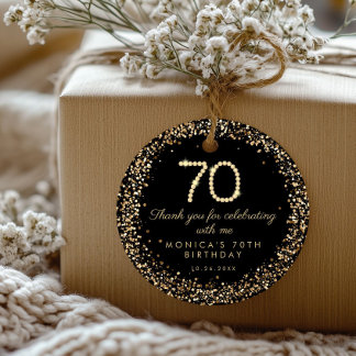 Cadeau Étiquettes de Faveur d'Anniversaire 70 Ans Diamant