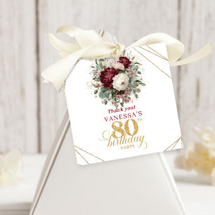 Cadeau Étiquettes de Faveur d'Anniversaire 80 ans Boho Fl