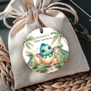Cadeau Étiquettes de Faveur de Baby Shower Bébé Dino Bleu