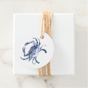 Cadeau Étiquettes de faveur de crabe bleu à l'aquarelle