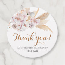 Étiquettes de faveur de douche nuptiale Bohème d'h