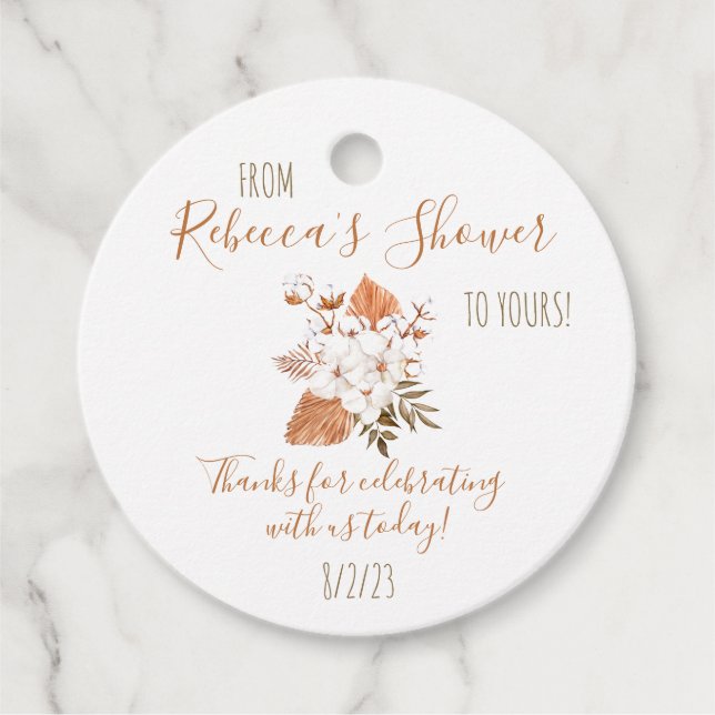 Cadeau Étiquettes de Faveur de Fleur de Coton (Devant)