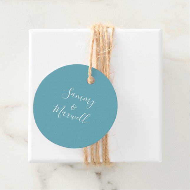 Cadeau Étiquettes de Faveur de Mariage de Plage Bleu Turq (En situation)