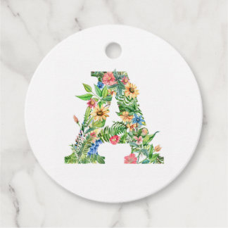 Cadeau Étiquettes de faveur de monogramme de fleur A (nom
