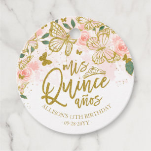 Cadeau Étiquettes de Faveur de Quinceañera Papillon Flora