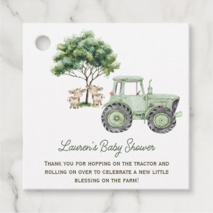Cadeau Étiquettes de faveur de tracteur vert aquarelle po
