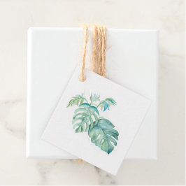 Cadeau Étiquettes de faveur de verdure tropicale à l'aqua