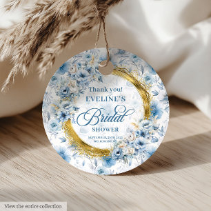 Cadeau Étiquettes de faveur Fleurs sauvages bleu clair or