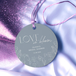 Cadeau Étiquettes de faveur florales bleues poussiéreuses