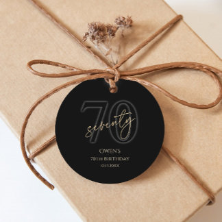 Cadeau Étiquettes de Faveurs pour Fête des 70 Ans en Noir