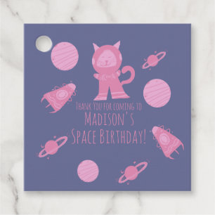 Cadeau Étiquettes de fête d'anniversaire Galaxie Rose Cha