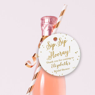 Cadeau Étiquettes de mariage à paillettes blanches et or