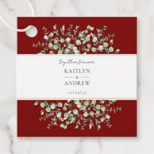 Cadeau Étiquettes de mariage « Bourgogne Eucalyptus Ensem