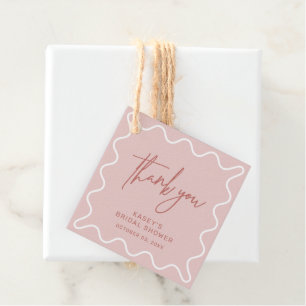 Cadeau Étiquettes de Remerciement à Bordure Rose Ondulée