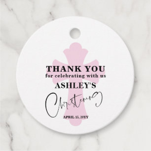 Cadeau Étiquettes de remerciement de baptême avec croix r