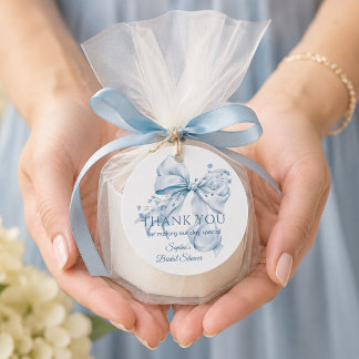 Cadeau Étiquettes de remerciement de mariage avec nœud bl
