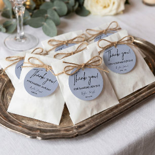 Cadeau Étiquettes de remerciement de mariage couleur bleu