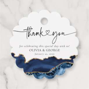 Cadeau Étiquettes de remerciement de mariage en agate dor