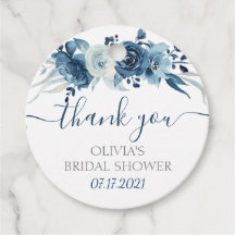 Étiquettes de remerciement de mariage floral Navy