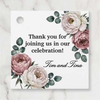 Cadeau Étiquettes de remerciement de mariage Rose florale