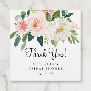 Cadeau Étiquettes de remerciement de mariage rose poudré
