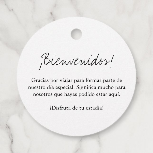 Cadeau Étiquettes de sac de bienvenue bilingues (Dos)