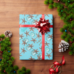 Cadeau Étoile de mer motif papier Noël bleu de mer